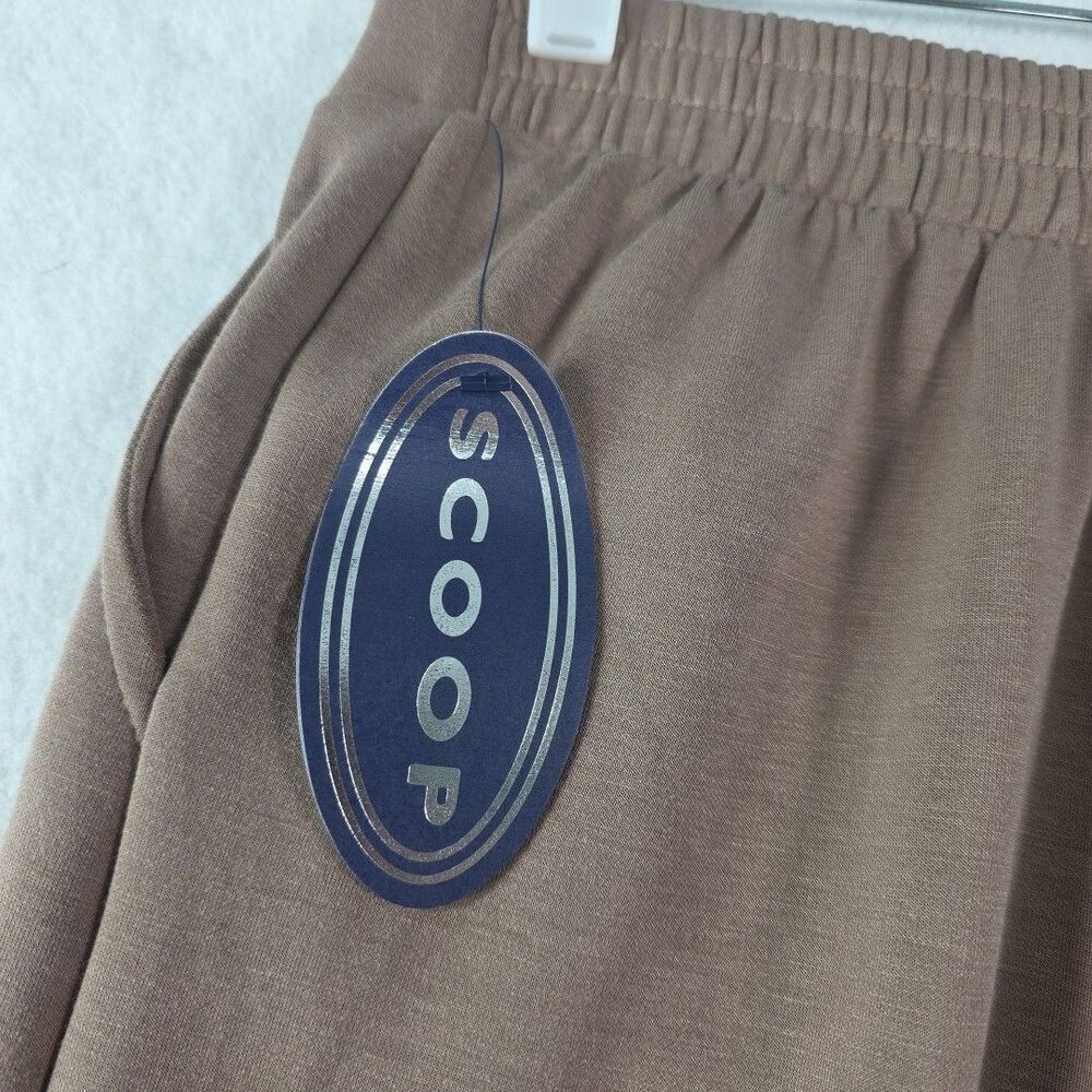 Scoop Front Seamed Wide Leg Pants Woman's XS Brown Pockets Casual Business NWT - Picture 7 of 9